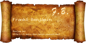 Frankó Benjámin névjegykártya